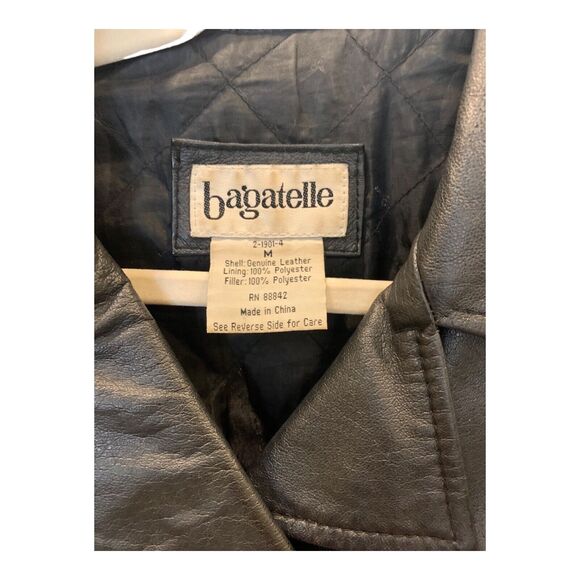 Bagatelle VTG Button Down Boxy Leather Jacket Coat Black Sz M - Picture 2 of 7